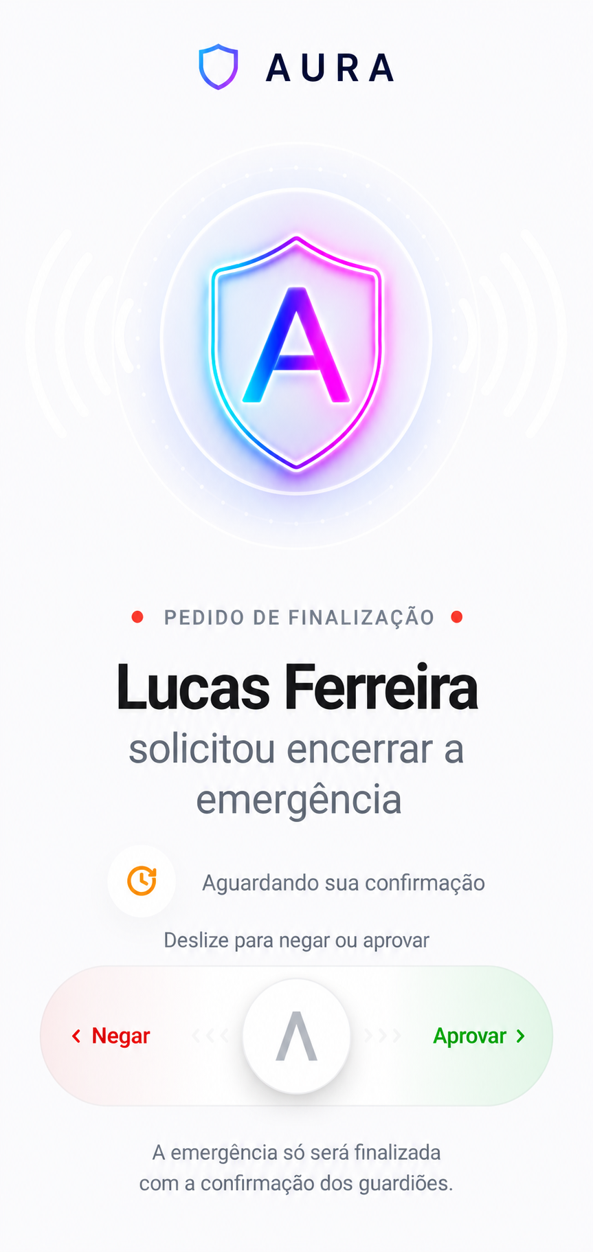 Tela de chamada de emergência do Aura
